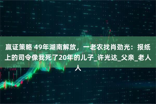 赢证策略 49年湖南解放，一老农找肖劲光：报纸上的司令像我死了20年的儿子_许光达_父亲_老人